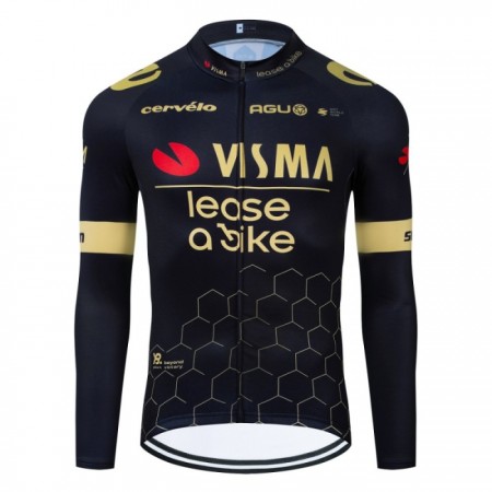 Wielershirt 2024 Jumbo-Visma Lease A Bike Lange Mouw Zwart